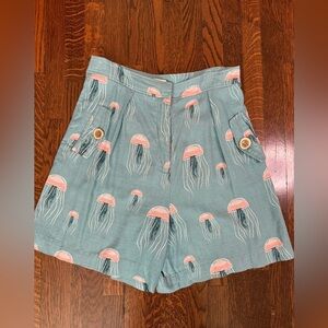 ModCloth Jellyfish Linen Bermuda Shorts L